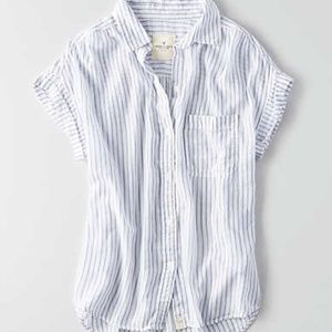 AEO Short Sleeve Striped Button Down Shirt